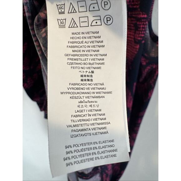 Michael Kors Tank Top Size Small Gold Logo Floral Print Pink Navy Blue - Medium - Picture 7 of 7